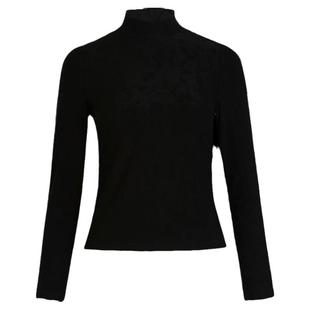 qs秸熙秋冬季新款百搭套头打底衫轻国风花鸟提花显瘦弹力针织上衣