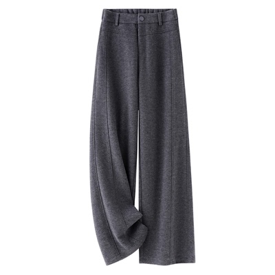 高端灰色羊绒直筒裤女秋冬新款