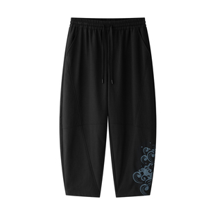 半墨大码男装冬季加绒亚麻裤男款中国风重工刺绣弯刀裤锥形萝卜裤