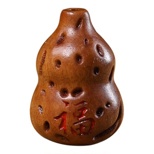 天然雷击枣木雕刻葫芦福禄吊坠diy配件男女项链手串木质挂件饰品