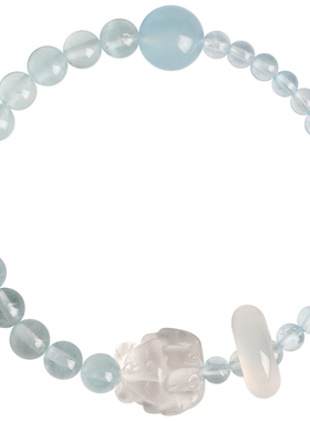 普陀山海蓝宝貔貅招财手链礼物