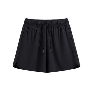 班尼路黑色速干运动短裤女夏季新款小个子高腰显瘦a字阔腿三分裤N