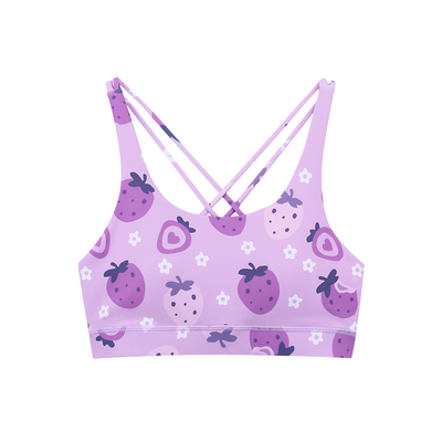 紫草莓运动训练透气吸汗交叉背心