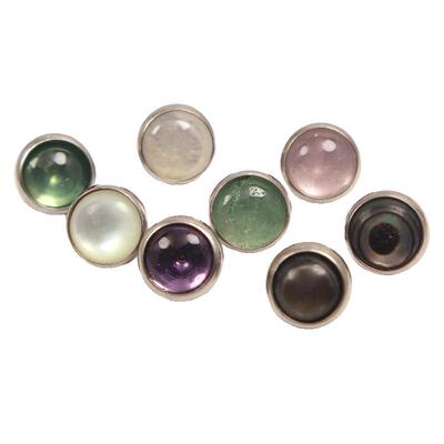 F136钛合金4mm天然石镶嵌平底耳钉唇钉鼻钉耳骨钉耳蜗钉 内螺纹