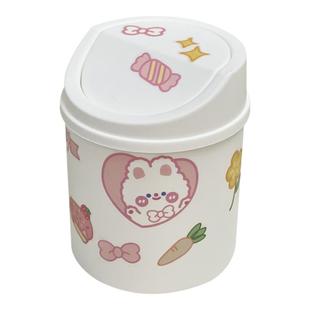 桌面桌上垃圾桶可爱卡通学生书桌收纳桶带盖收纳盒家用茶几卫生桶