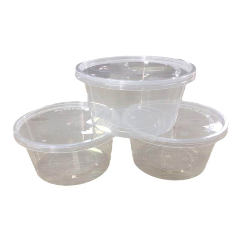 梅洋可蒸微波圆形250ml一次性双皮奶碗塑料外卖打包盒耐高温带盖