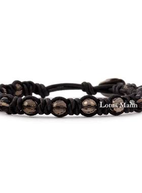 天然烟晶皮绳编织手链路塔斯曼