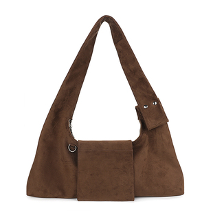 简着 /原创 麂皮绒棕·盖斯特 可拆卸刘海大容量通勤单肩斜挎包