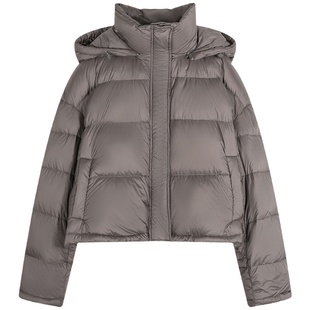 落落狷介灰色短款面包羽绒服冬季女立领连帽加厚保暖面包服小个子
