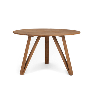 MountainLiving进口老柚木家具纯实木餐桌复古中古圆桌子家庭家用