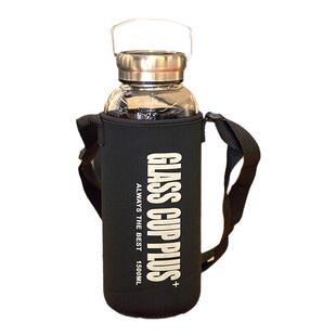 2025新款可斜挎运动健身水杯2000ml大容量水壶高硼硅耐高温玻璃夏