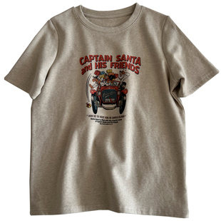 韩版卡通印花圆领短袖t恤女宽松厚实加绒磨毛打底衫学生减龄冬