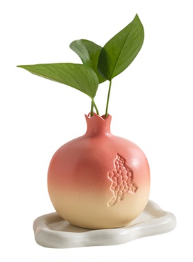 陶瓷水培小花瓶石榴造型桌面摆件