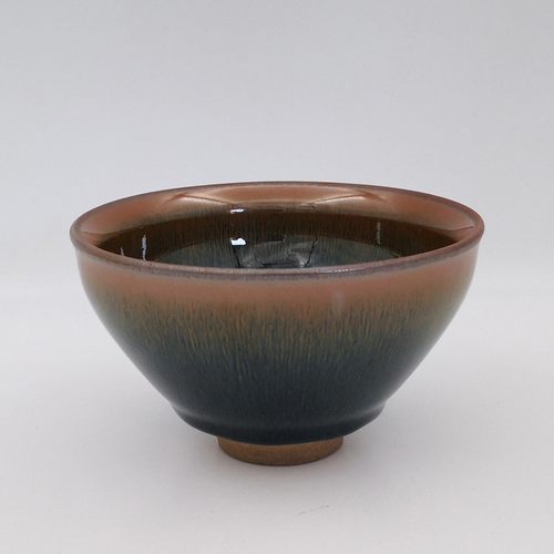 BTV4乌金釉兔毫建盏束点胎大碗茶茶12.5口点器具铁原矿宋代茶套装