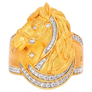 VISING珠宝【乘运追风】原创黄金色马戒指马年礼物S925银