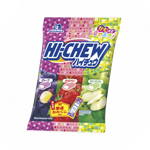 日本进口零食HICHEW森永嗨秋葡萄草莓苹果奶糖混合水果汁夹心软糖