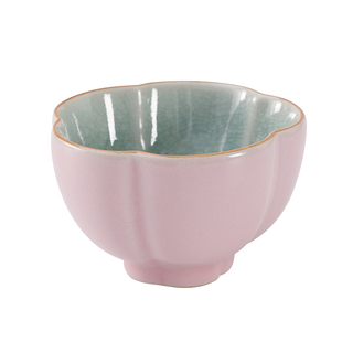 粉汝窑主人杯单杯功夫茶杯女士专用高档冰花冰裂杯家用大号品茗杯