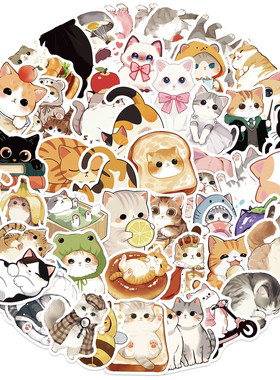 50张卡通可爱猫鸦贴纸Ipad行李箱笔记本Diy防水儿童防水stickers
