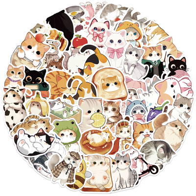 50张卡通可爱猫鸦贴纸Ipad行李箱笔记本Diy防水儿童防水stickers