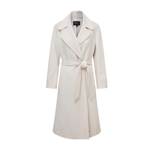 【绵羊毛+山羊绒】Scofield女老钱风毛呢大衣桑蚕丝绣花冬季大衣