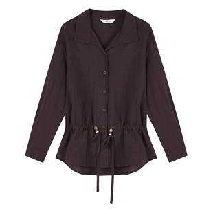 it'real瑞尔春季新款复古休闲长袖收腰衬衫女装上衣