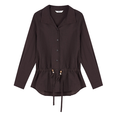 it'real瑞尔春季新款复古休闲长袖收腰衬衫女装上衣