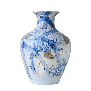 景德镇陶瓷花瓶青花瓷摆件复古新中式插花轻奢高级感客厅大号瓷器