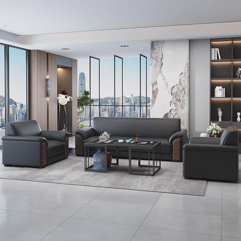 办公室沙发简约现代接待室商务会客洽谈茶几组合休息区单位三人位