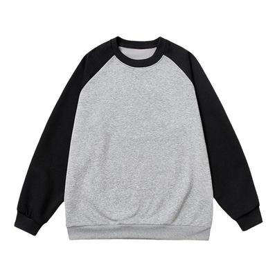 美式慵懒插肩袖卫衣圆领拼接