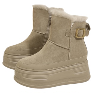 9cm厚底内增高雪地靴女2025新款冬天加绒加厚棉靴小个子大棉鞋子