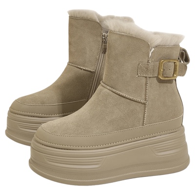 兔毛保暧舒适平稳增高大棉雪地靴