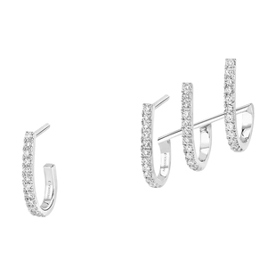 【新年礼物】MESSIKA/梅西卡Gatsby 18K白金玫瑰金钻石多圈耳环