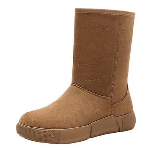 森达雪地靴女2024冬季新款雪橇乐舒适绒毛保暖东北中筒靴ZTE50DS4