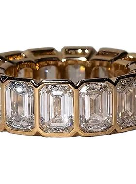 Nicole Jewelry 莫桑钻祖母绿切排钻纯银戒指 老钱风设计感冷淡风