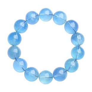 盖亚回声 天然冰种魔鬼蓝海蓝宝手串黑曜石海蓝宝手串 蓝宝石手串