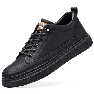 男鞋2026新款潮流春季真皮板鞋男款百搭鞋子男潮鞋中帮男士休闲鞋