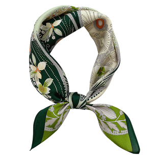 绿色清新真丝小方巾100%桑蚕丝透气丝巾衬衫连衣裙翠绿围巾领巾女