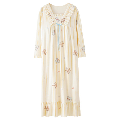 芬腾可安纯棉长袖睡裙