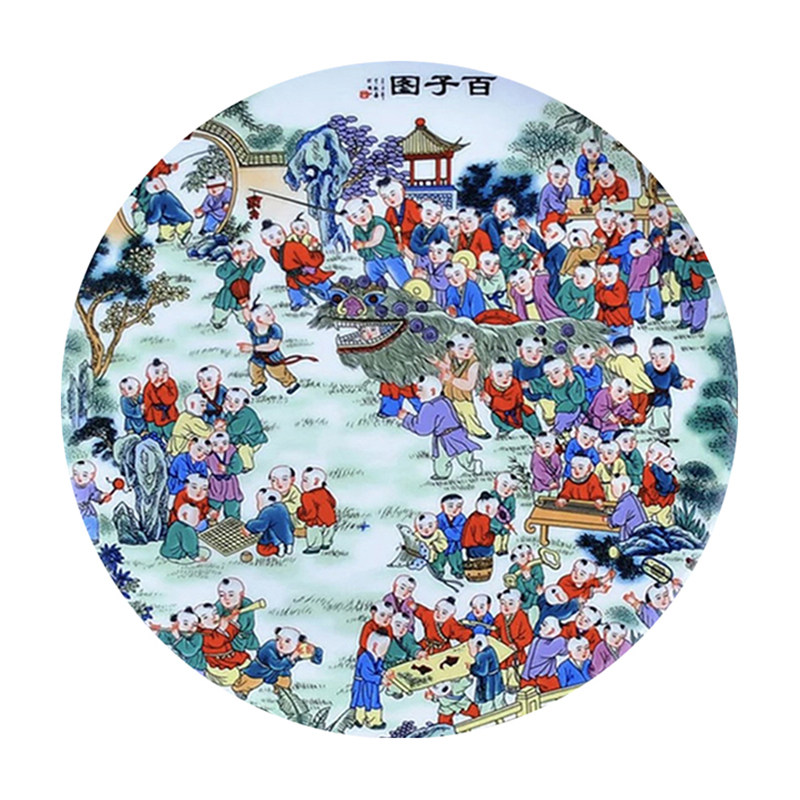 dmc纯棉中国风圆形百子图十字绣