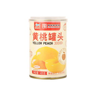 古龙食品黄桃罐头425g/罐装素食水果罐头户外食品方便即食