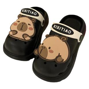 细细条 软萌卡皮巴拉水豚亲子洞洞鞋eva软底夏天沙滩包头凉拖鞋女