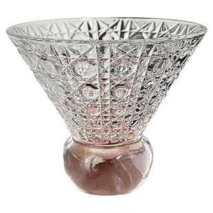 ins风高颜值日式矮脚马天尼杯家用冰美式咖啡杯宝石纹鸡尾酒杯子