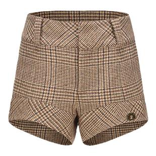 【陈意涵同款】LACERTA 秋季小香风威尔士格弧形裤脚羊毛短裤女