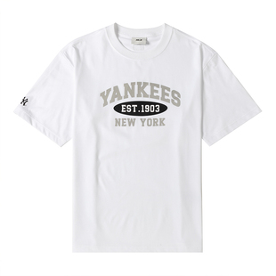 MLB短袖女装26春季新款透气休闲短袖男款白色运动T恤情侣半袖上衣