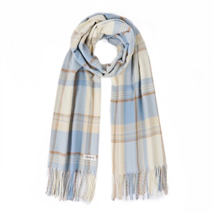 星月豚骨原创围巾“海盐百利甜”奶蓝格纹秋冬保暖韩围脖披肩JK女