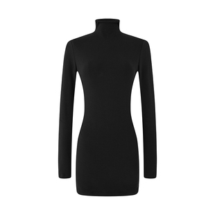 PEMPL 连衣裙女春季牛奶绒丝滑质感亲肤高领打底裙修身显瘦包臀裙