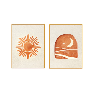 日月同辉卧室客厅装饰画简约