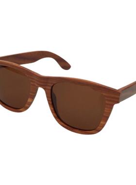 墨镜古典风红檀木框架茶色太阳镜