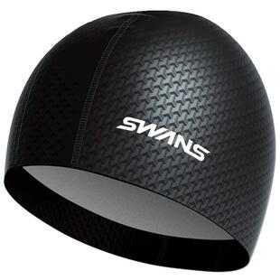 swans泳帽男硅胶纹路涂层布帽女士防水不勒头长发专用大号游泳帽