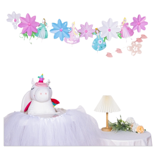 男宝女宝满月百天生日可爱花仙子热带雨林动物挂旗背景墙装饰布置